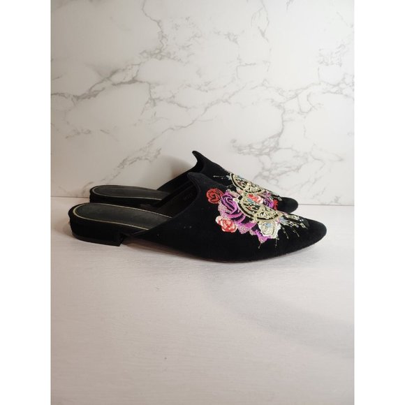 Camilla Franks sz 39 Slipper Shoe Slip on Mules Suede Embellished Embroidered - Picture 5 of 8